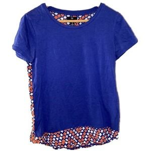 Gap royal blue orange S model cotton blend t shirt blouse top retro vintage